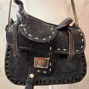 Tooled Leather Saddle Bag | Western Cowgirl Vibes | Genuine Leather